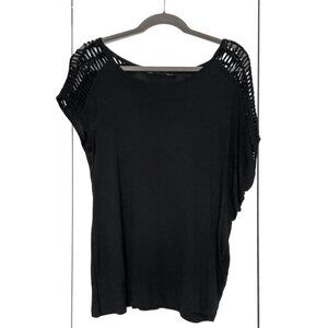 ALLSAINTS Simmo Drape Top, Black, Size XS